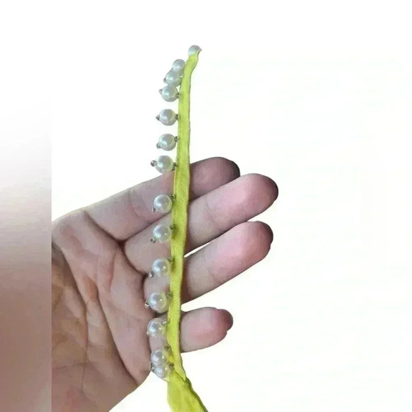 MARCNEWYORK XL neon yellow 100%  linen pearl spaghetti straps semi sweetheart - Picture 4 of 10